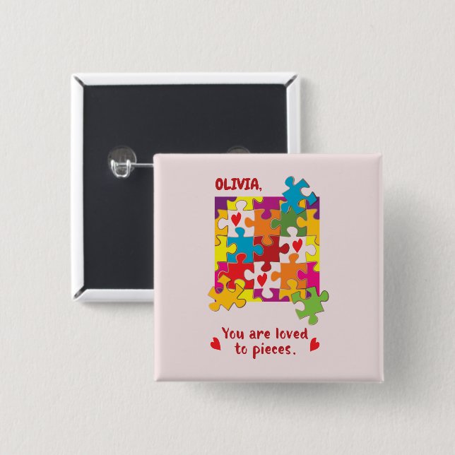 Birthday Girl Puzzle Love to Pieces Button (Front & Back)