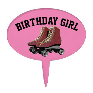 BIRTHDAY GIRL ROLLER SKATES CAKE TOPPERS
