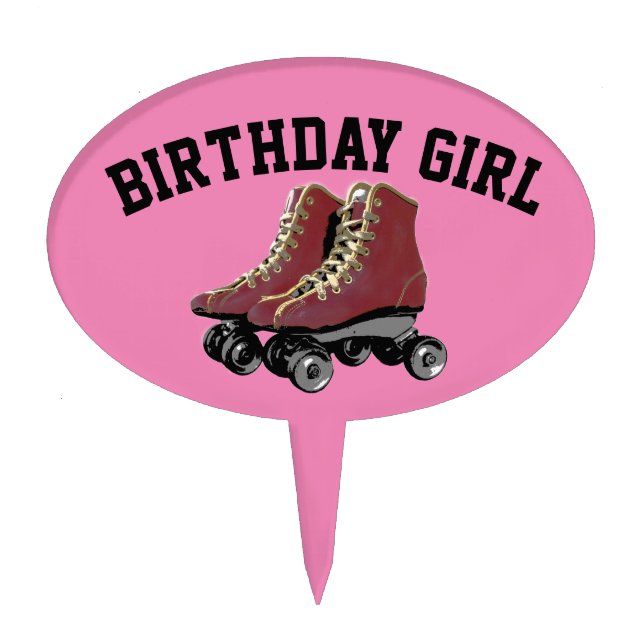 BIRTHDAY GIRL ROLLER SKATES CAKE TOPPERS (Front)