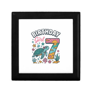 Birthday Girl Sea Turtle 7th Birthday Vector Desig Gift Box