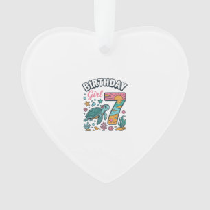 Birthday Girl Sea Turtle 7th Birthday Vector Desig Ornament
