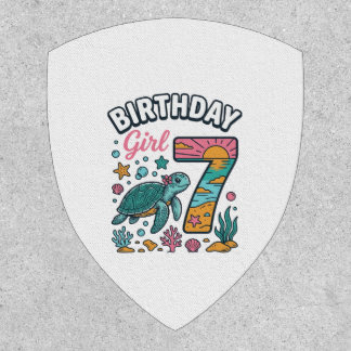 Birthday Girl Sea Turtle 7th Birthday Vector Desig Patch