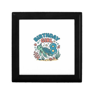 Birthday Girl Sea Turtle 8th Birthday Shirt Design Gift Box