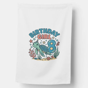 Birthday Girl Sea Turtle 8th Birthday Shirt Design House Flag