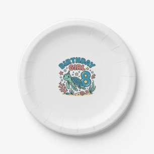 Birthday Girl Sea Turtle 8th Birthday Shirt Design Paper Plates