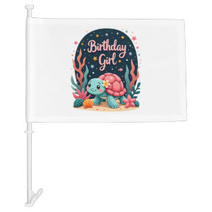 Birthday Girl Sea Turtle Theme Birthday Party Ocea Car Flag