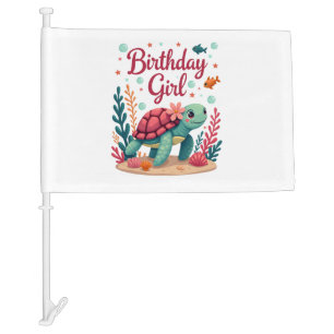 Birthday Girl Sea Turtle Theme Birthday Party Ocea Car Flag