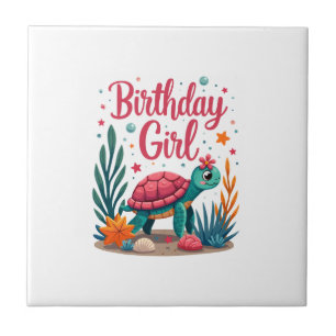 Birthday Girl Sea Turtle Theme Birthday Party Ocea Ceramic Tile