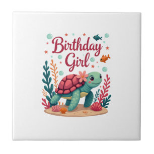 Birthday Girl Sea Turtle Theme Birthday Party Ocea Ceramic Tile