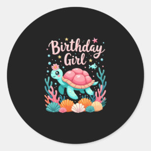 Birthday Girl Sea Turtle Theme Birthday Party Ocea Classic Round Sticker