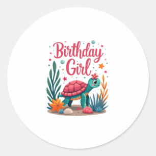 Birthday Girl Sea Turtle Theme Birthday Party Ocea Classic Round Sticker