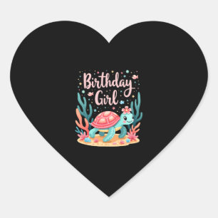 Birthday Girl Sea Turtle Theme Birthday Party Ocea Heart Sticker