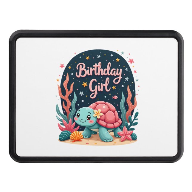 Birthday Girl Sea Turtle Theme Birthday Party Ocea Hitch Cover (Front)