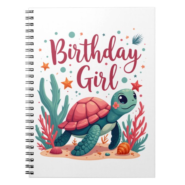 Birthday Girl Sea Turtle Theme Birthday Party Ocea Notebook (Front)