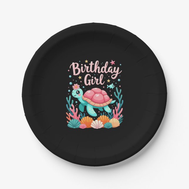 Birthday Girl Sea Turtle Theme Birthday Party Ocea Paper Plates (Front)