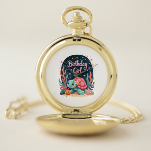 Birthday Girl Sea Turtle Theme Birthday Party Ocea Pocket Watch