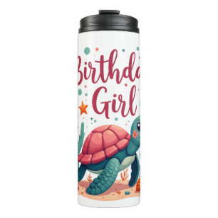 Birthday Girl Sea Turtle Theme Birthday Party Ocea Thermal Tumbler