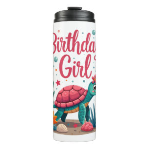 Birthday Girl Sea Turtle Theme Birthday Party Ocea Thermal Tumbler
