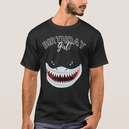 Birthday Girl Shark  Girls Birthday BDay Party Squ T_Shirt
