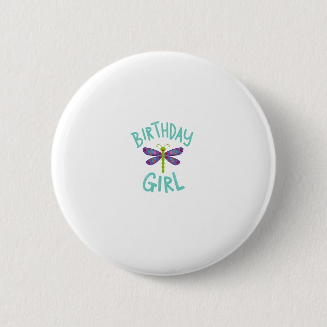 Birthday girl shirt Dragonfly birthday party tee s Button (Front)