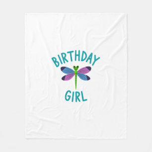 Birthday girl shirt Dragonfly birthday party tee s Fleece Blanket