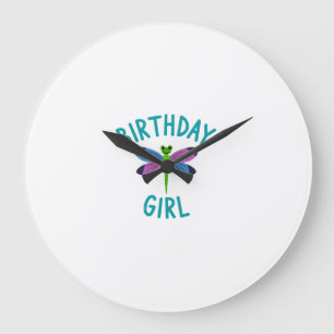 Birthday girl shirt Dragonfly birthday party tee s Large Clock