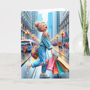 Birthday Girl Shopping  Card
