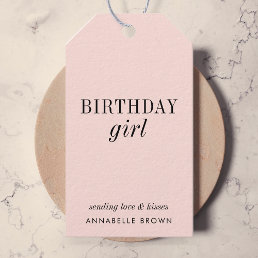 Birthday Girl | Simple Blush Pink Feminine Girly Gift Tags