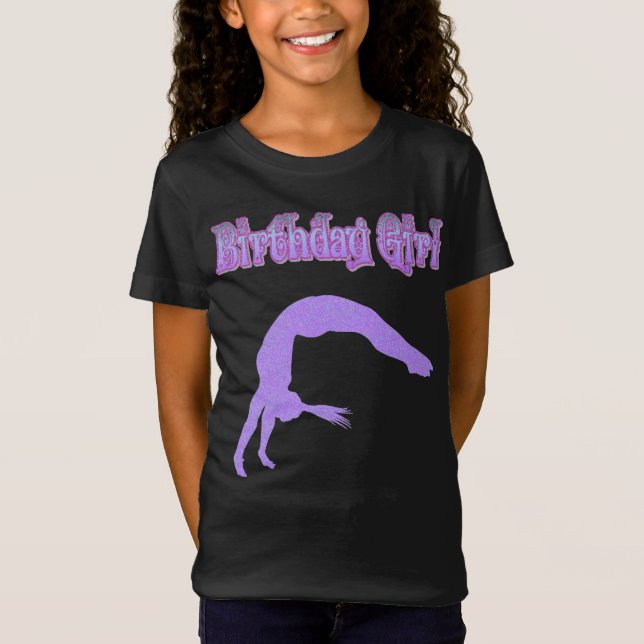 "Birthday Girl" Sparkly Gymnast T-Shirt (Front)