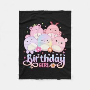 Birthday Girl Squish Squad Mallow Girls Cute Kids  Fleece Blanket
