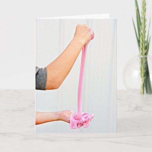 Birthday Girl Stretching Out Pink Slime Card