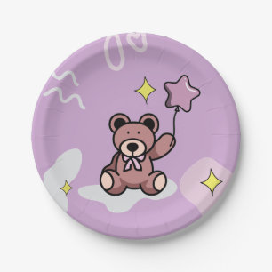 Birthday Girl Teddy Bear    Paper Plates