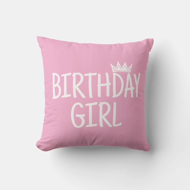 Birthday Girl Throw Pillow (Front)