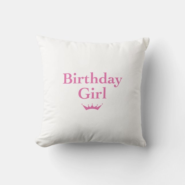 Birthday Girl Throw Pillow (Front)