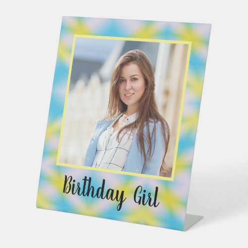 Birthday Girl Tie Dye Photo Pedestal Sign