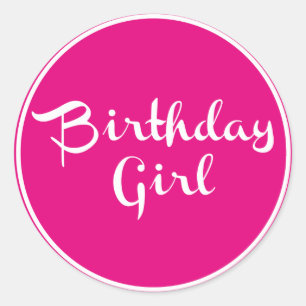 Birthday Girl Typography Classic Round Sticker