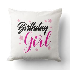 Birthday Girl Typography Design | Stylish Birthday Throw Pillow