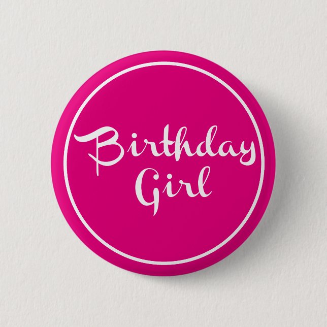 Birthday Girl Typography Pinback Button (Front)