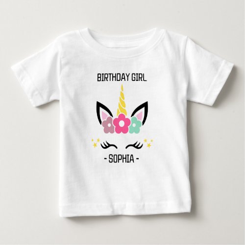 Birthday Girl Unicorn Face Girls Birthday Party Baby T_Shirt