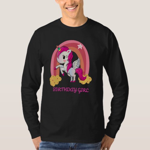 Birthday Girl Unicorn Rainbow T_Shirt