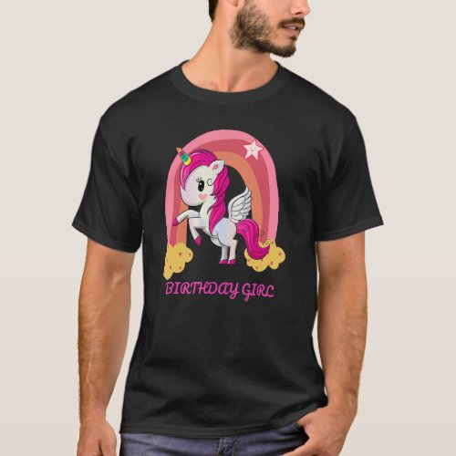 Birthday Girl Unicorn Rainbow T_Shirt