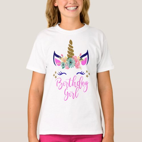 Birthday Girl unicorn T_Shirt