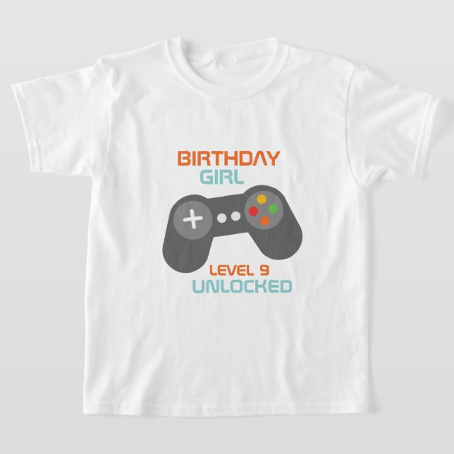 Birthday Girl Video Games Themed Party T-Shirt (Laydown)