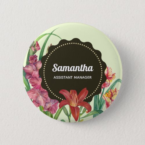 Birthday Girl Warm Color Floral Spring Blooms Butt Button