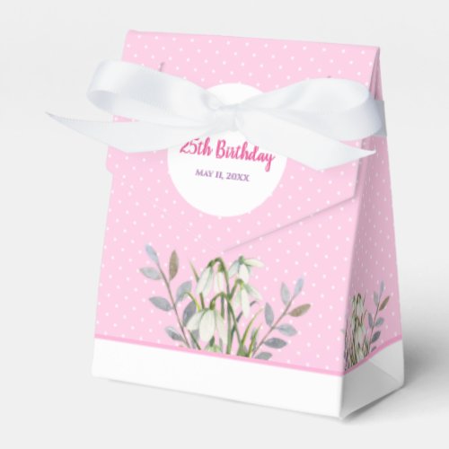 Birthday Girl White Snow Drops Pink Polka Dots Favor Boxes