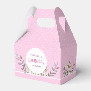 Birthday Girl White Snow Drops Pink Polka Dots Favor Boxes