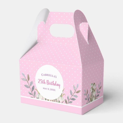 Birthday Girl White Snow Drops Pink Polka Dots Favor Boxes