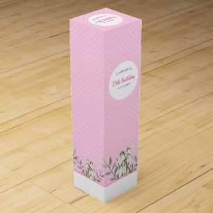 Birthday Girl White Snow Drops Pink Polka Dots Wine Box