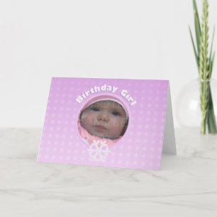 Birthday Girl Winter Onederland Pink Custom photo Card