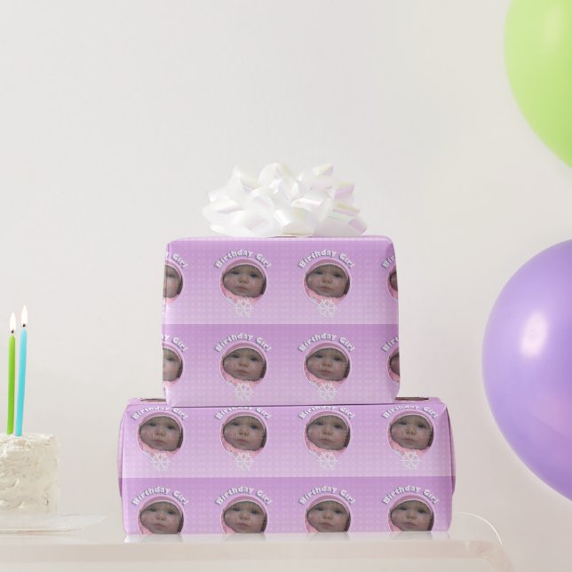 Birthday Girl Winter Onederland Pink Custom photo Wrapping Paper (Party Gifts)